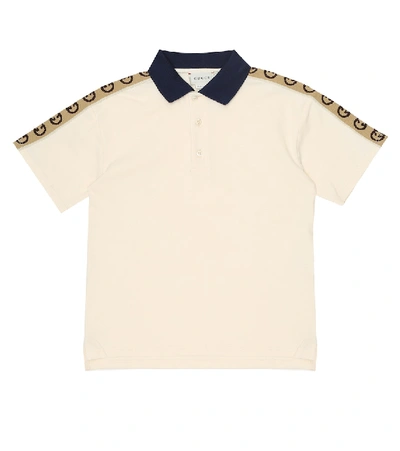Shop Gucci Stretch-cotton Piqué Polo Shirt In Beige