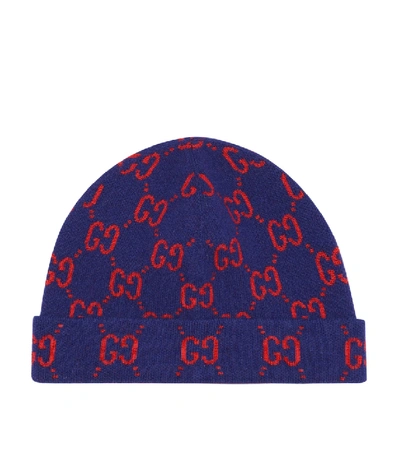 Shop Gucci Gg Wool Beanie In Blue