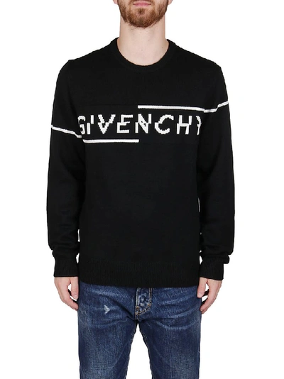 Shop Givenchy Split Knitted Sweater In Black