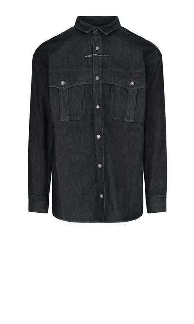 Shop Givenchy Address Denim Shirt In Black