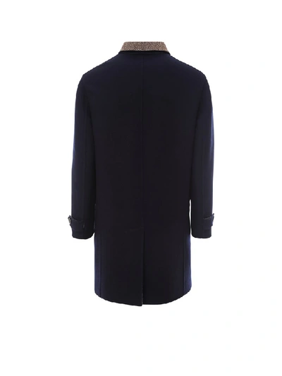Shop Brunello Cucinelli Single Breasted Reversible Coat In Blue