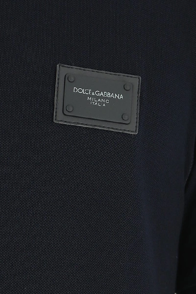 Shop Dolce & Gabbana Classic Logo Plaque Polo Shirt In Navy