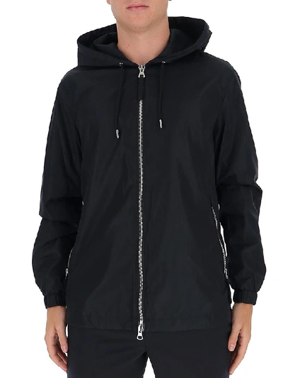 Shop Burberry Logo Jacquard Hooded Jacket In Black