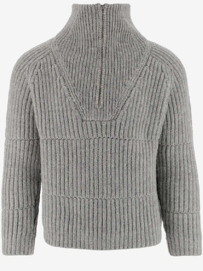 Shop Jacquemus La Maille Olive Zip Mockneck Sweater In Grey
