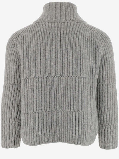 Shop Jacquemus La Maille Olive Zip Mockneck Sweater In Grey