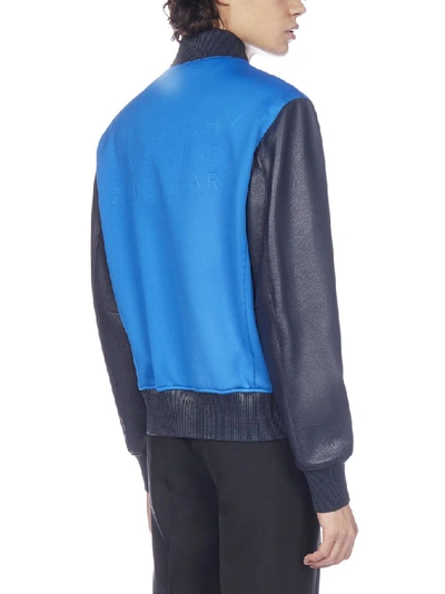 Shop Givenchy Logo Bomber Jacket In Blue