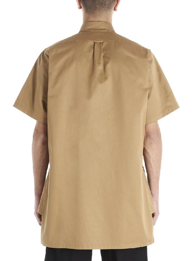 Shop Prada Oversized Logo Patch Shirt In Brown