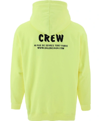 Shop Balenciaga Crew Print Hoodie In Yellow