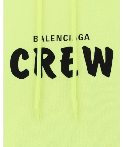 Shop Balenciaga Crew Print Hoodie In Yellow
