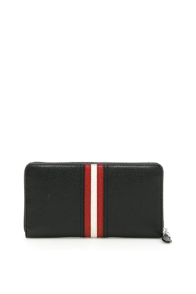 Shop Bally Telen Logo Stripe Zipped Wallet In Black