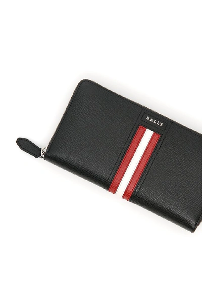 Shop Bally Telen Logo Stripe Zipped Wallet In Black