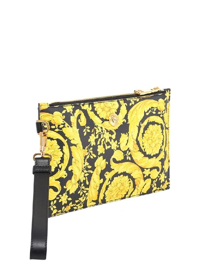 Shop Versace Baroque Print Pouch In Yellow