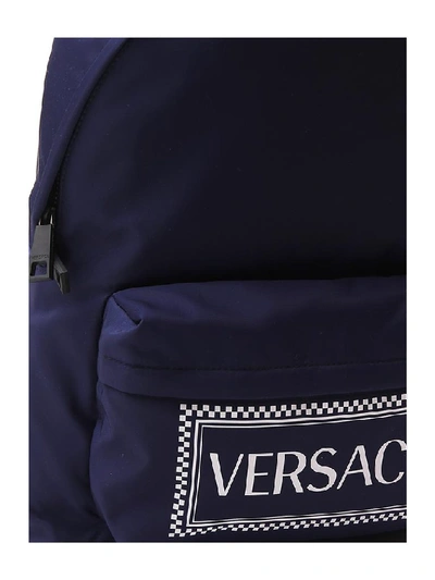 Shop Versace 90s Vintage Logo Backpack In Blue