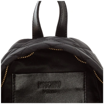 Shop Moschino Logo Quilted Backpack In Black