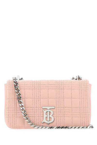Shop Burberry Mini Quilted Lola Shoulder Bag In Pink