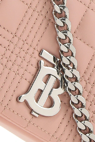 Shop Burberry Mini Quilted Lola Shoulder Bag In Pink