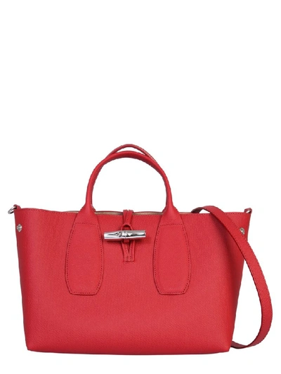 Shop Longchamp Roseau Top Handle Bag In Red