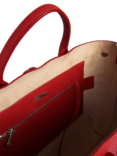 Shop Longchamp Roseau Top Handle Bag In Red