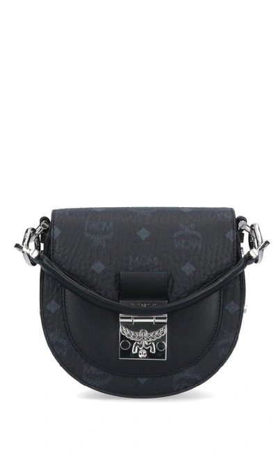 Shop Mcm Patricia Visetos Shoulder Bag In Black
