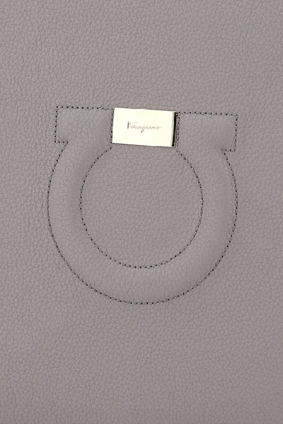 Shop Ferragamo Salvatore  Gancini Clutch Bag In Grey
