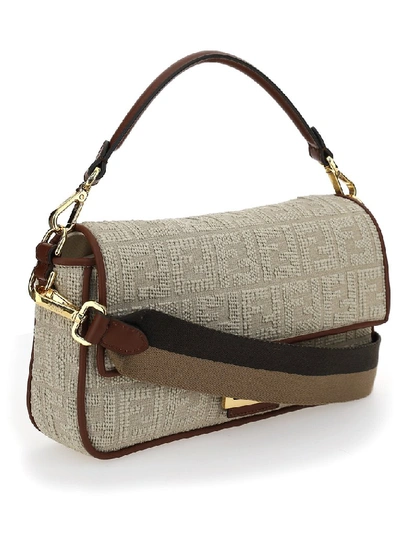 Shop Fendi Baguette Shoulder Bag In Beige