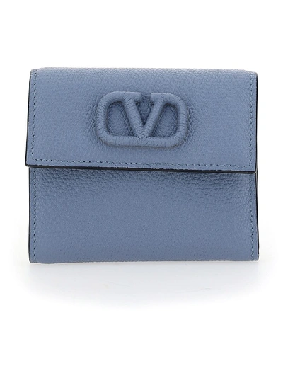 Shop Valentino Vsling Trifold Wallet In Blue