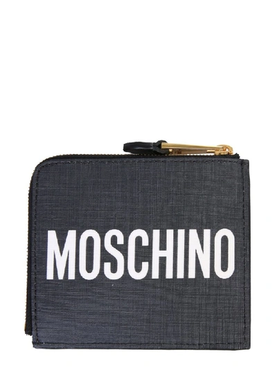 Shop Moschino Teddy Zip Around Wallet In Black
