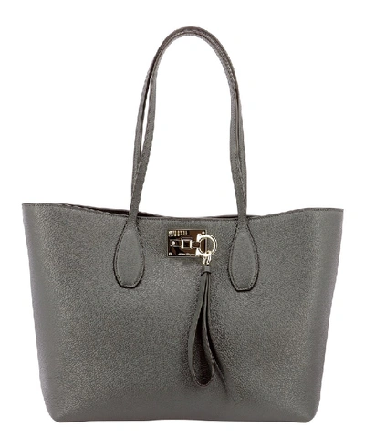 Shop Ferragamo Salvatore  Studio Shopping Bag In Grey