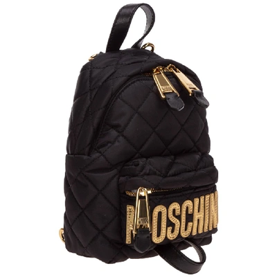 Shop Moschino Quilted Logo Backpack In Black
