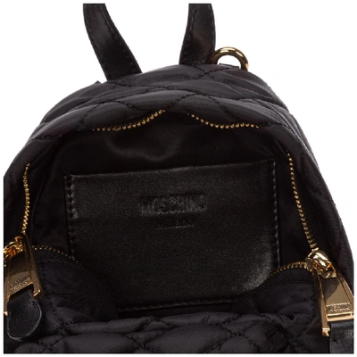 Shop Moschino Quilted Logo Backpack In Black