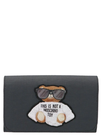 Shop Moschino Teddy Chain Wallet In Black