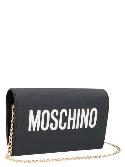 Shop Moschino Teddy Chain Wallet In Black