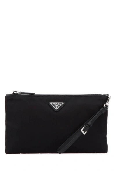 Shop Prada Logo Zipped Pouch In Black