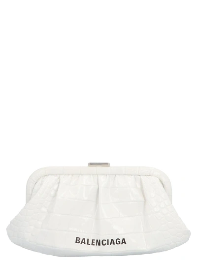 Shop Balenciaga Cloud Xs Strap Clutch Bag In White