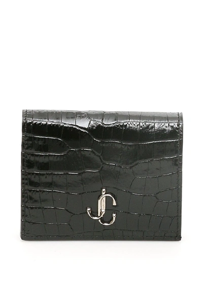 Shop Jimmy Choo Hanne Embossed Wallet In Black