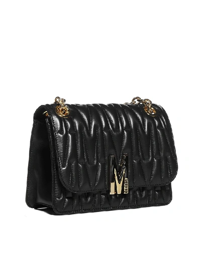 Shop Moschino M Quilted Logo Shoulder Bag In Black