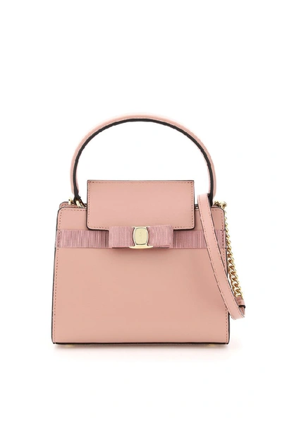 Shop Ferragamo Salvatore  Vara Bow Small Top Handle Bag In Pink