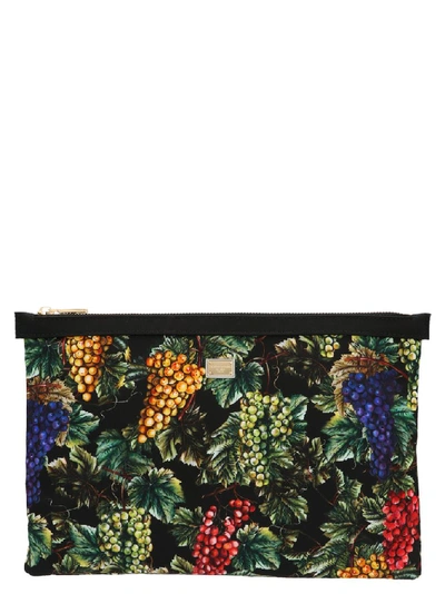 Shop Dolce & Gabbana Grape Print Clutch Bag In Multi