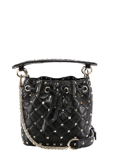 Shop Valentino Garavani Rockstud Bucket Bag In Black