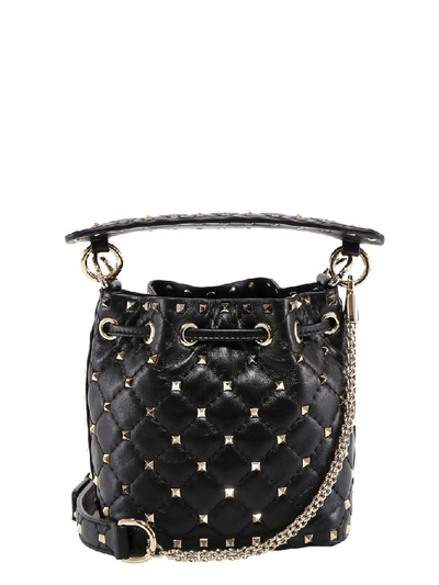 Shop Valentino Garavani Rockstud Bucket Bag In Black