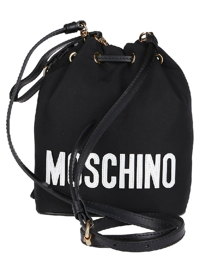 Shop Moschino Teddy Bucket Bag In Black