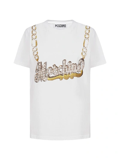 Shop Moschino Logo Chain Print T In White