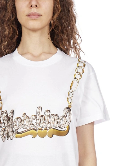 Shop Moschino Logo Chain Print T In White