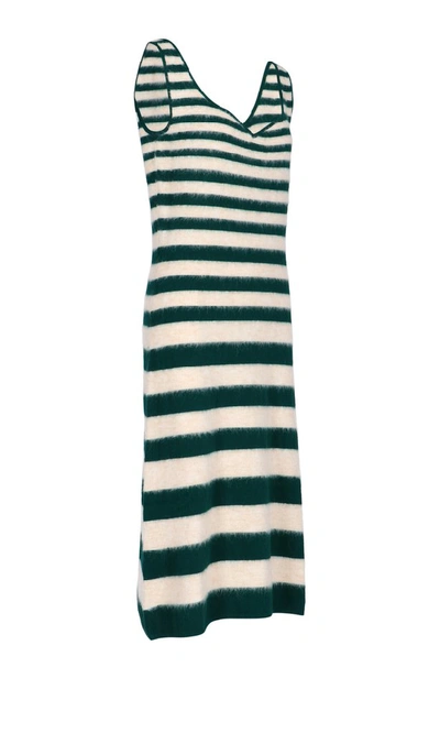 Shop Marni Striped Knitted Midi Dress In Multi