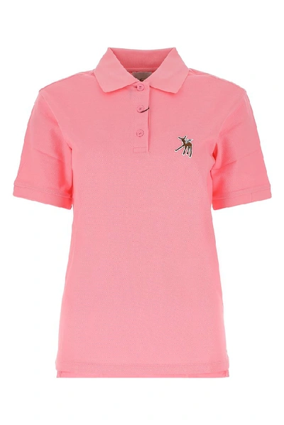 Shop Burberry Deer Motif Piqué Oversized Polo Shirt In Pink