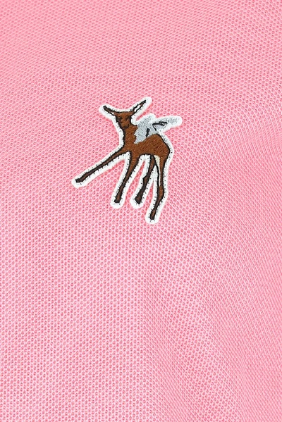 Shop Burberry Deer Motif Piqué Oversized Polo Shirt In Pink