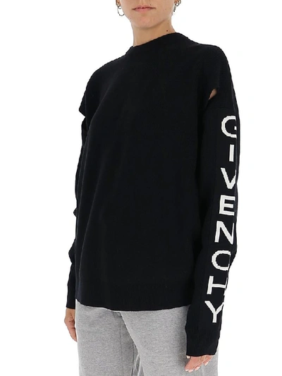 Shop Givenchy Logo Knitted Sweater In Black