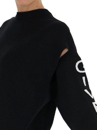 Shop Givenchy Logo Knitted Sweater In Black