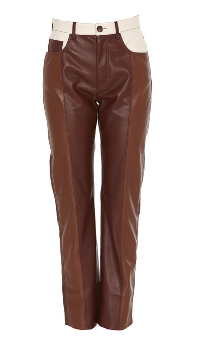 Shop Nanushka Vinni Patchwork Pants In Brown
