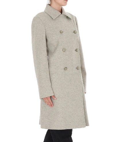 Shop Givenchy Double Breasted Coat In Grey